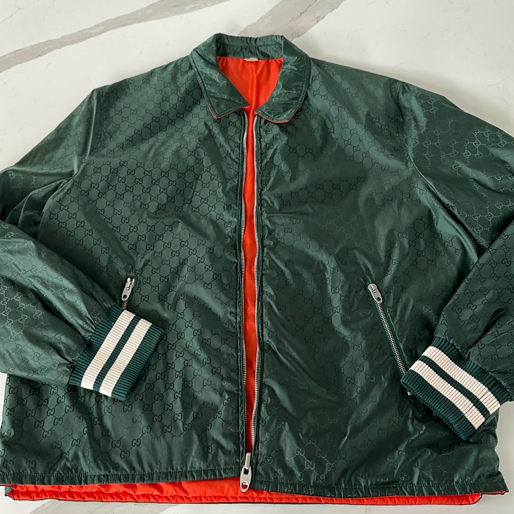 Men’s Gucci reversible Jacquard GG monogram jacket sz 50
